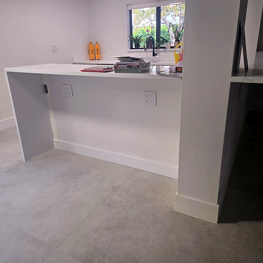 Freshly painted interior with white walls, counter and trim in Miami